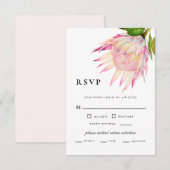 Cartons Réponse Élégant Mariage floral rose pâle (Devant / Derrière)