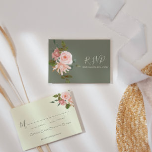 Cartons Réponse Élégant Mariage floral rose pâle
