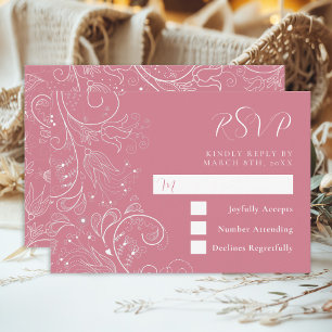 Cartons Réponse Élégant Mariage floral rose poussiéreux