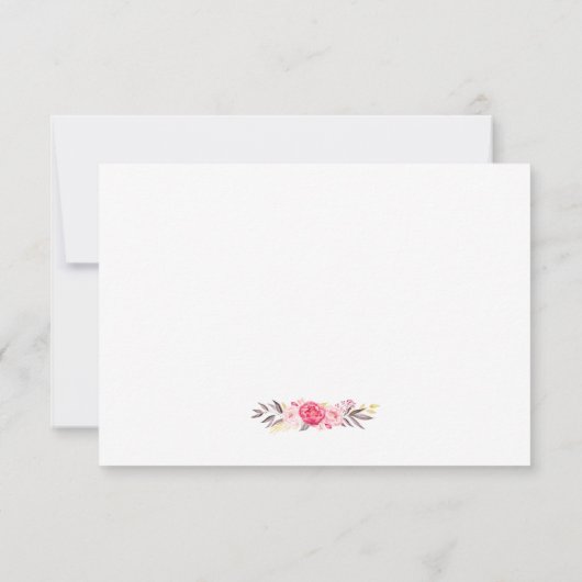 Cartons Réponse Élégant Mariage floral rose rose chic cadre or (Dos)