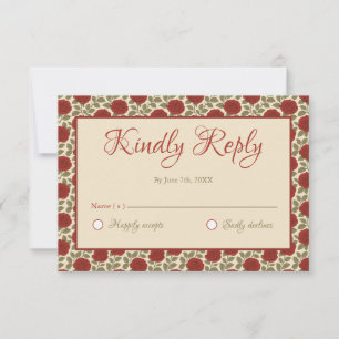 Cartons Réponse Élégant Mariage Floral Rose Rouge