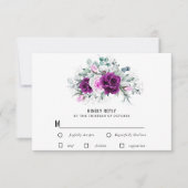 Cartons Réponse Élégant Mariage floral violet rustique (Devant)
