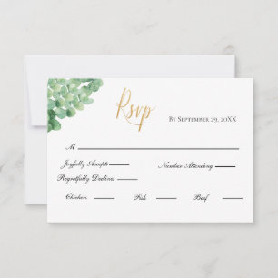 Cartons Réponse Élégant mariage formel écriture or eucalyptus