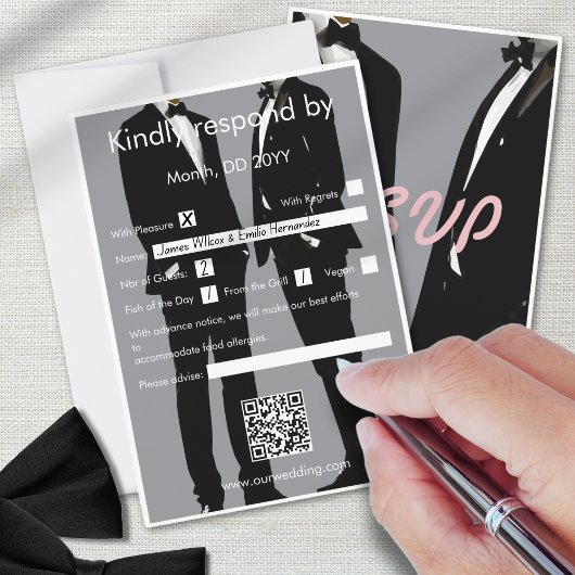 Cartons Réponse Elégant Mariage gay moderne