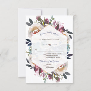 Cartons Réponse Élégant Mariage géométrique bleu rose rose pâle