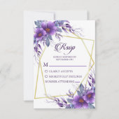Cartons Réponse Élégant Mariage géométrique doré violet (Devant)