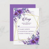 Cartons Réponse Élégant Mariage géométrique doré violet (Devant / Derrière)