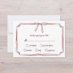 Cartons Réponse Élégant Mariage intemporel Maroon à main