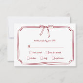Cartons Réponse Élégant Mariage intemporel Maroon à main (Devant)