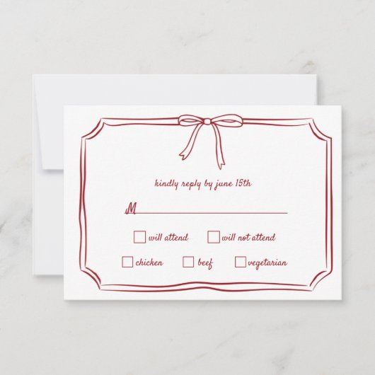 Cartons Réponse Élégant Mariage intemporel Maroon à main (Devant)