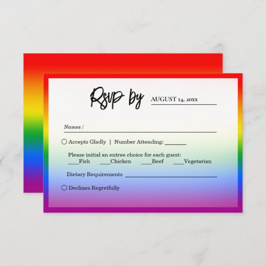 Cartons Réponse Élégant Mariage LGBTQ+ Pride (Devant / Derrière)