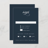 Cartons Réponse Élégant Mariage minimaliste bleu marine (Devant / Derrière)