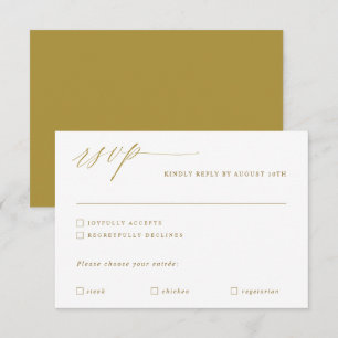 Cartons Réponse Élégant Mariage Moderne Calligraphie Or