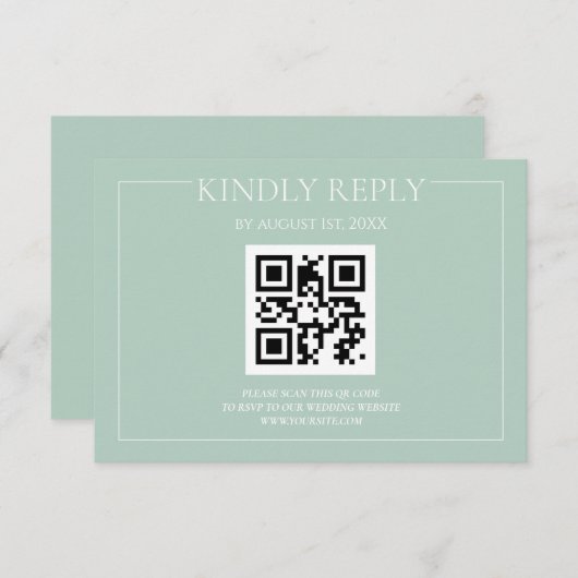 Cartons Réponse Élégant Mariage moderne Pastel Vert (Devant / Derrière)