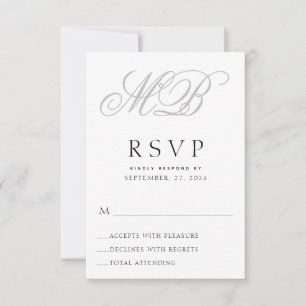 Cartons Réponse Élégant Mariage Monogramme