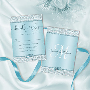 Cartons Réponse Élégant Mariage Monogramme Parties scintillant Ble
