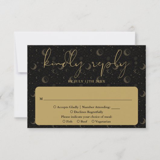Cartons Réponse Élégant Mariage Mystique Céleste Script (Devant)