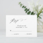 Cartons Réponse Élégant Mariage noir & blanc Script (Debout devant)