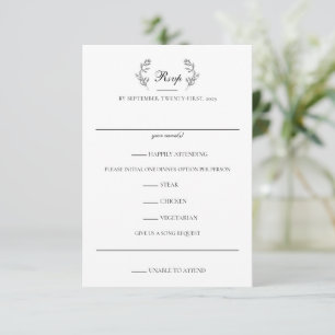 Cartons Réponse Élégant Mariage noir et blanc