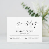 Cartons Réponse Élégant Mariage noir et blanc (Debout devant)