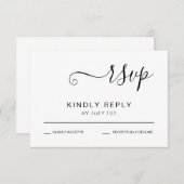 Cartons Réponse Élégant Mariage noir et blanc (Devant / Derrière)