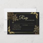 Cartons Réponse Élégant Mariage noir et or (Devant)