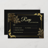 Cartons Réponse Élégant Mariage noir et or (Devant / Derrière)