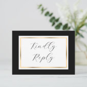 Cartons Réponse Élégant Mariage noir et or (Debout devant)