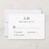 Cartons Réponse Élégant Mariage noir et or (Dos)