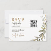 Cartons Réponse Elégant Mariage or et verdure (Devant)
