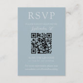 Cartons Réponse Élégant Mariage QR Script Bleu Côté Mer (Devant)