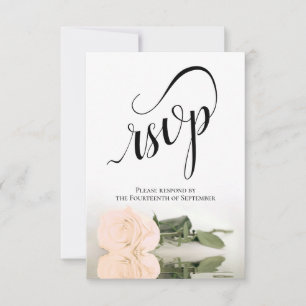 Cartons Réponse Élégant Mariage Rose de pêche à l'ivoire à longue