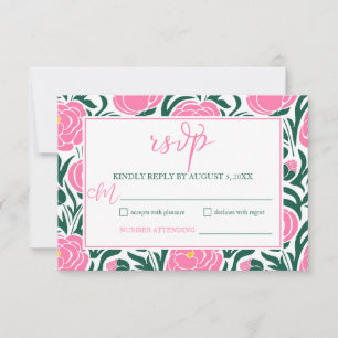 Cartons Réponse Élégant Mariage rose de pivoine
