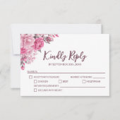 Cartons Réponse Élégant Mariage rose rose (Devant)