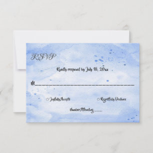 Cartons Réponse Élégant mariage rustique bleu marine à l'aquarelle