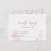 Cartons Réponse Élégant Mariage Sakura rose fleuri cerisier (Devant / Derrière)