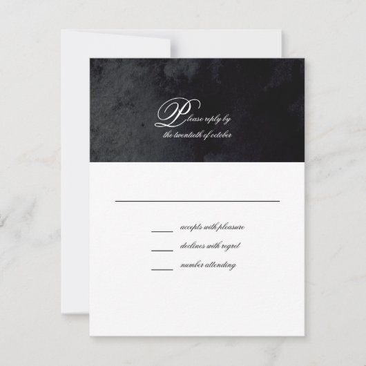 Cartons Réponse Élégant Mariage simple script noir goth (Devant)