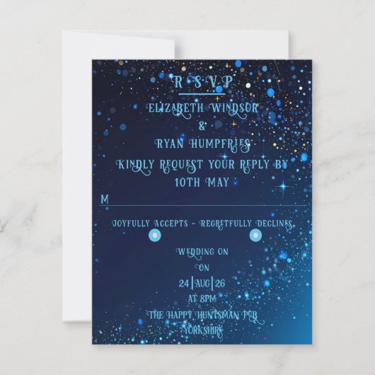 Cartons Réponse Élégant Mariage Sparkle (Devant)