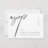 Cartons Réponse Élégant Mariage Typographie Script Noir Blanc (Devant)