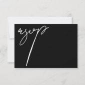 Cartons Réponse Élégant Mariage Typographie Script Noir Blanc (Dos)