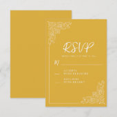 Cartons Réponse Élégant Mariage Vintage jaune moutarde (Devant / Derrière)