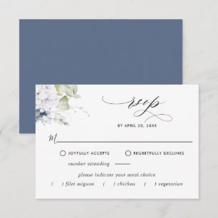 Cartons Réponse Elégant Marine Floral, Options de repas Mariage RS