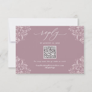 Cartons Réponse Elégant Mauve Dusty Rose Vintage Wedding QR Code