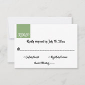 Cartons Réponse Élégant minimal chic vert moderne simple Mariage (Devant)