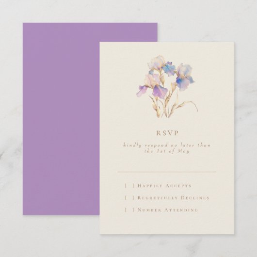 Cartons Réponse Élégant minimal Iris Floral (Devant / Derrière)