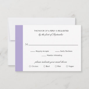Cartons Réponse Élégant minimal Lavande numérique Mariage violet