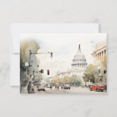 Cartons Réponse Élégant minimal Mariage d'aquarelle Washington DC (Dos)