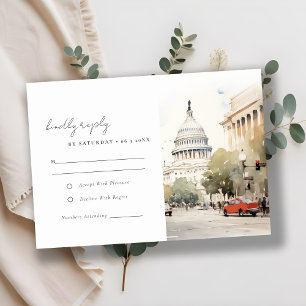 Cartons Réponse Élégant minimal Mariage d'aquarelle Washington DC