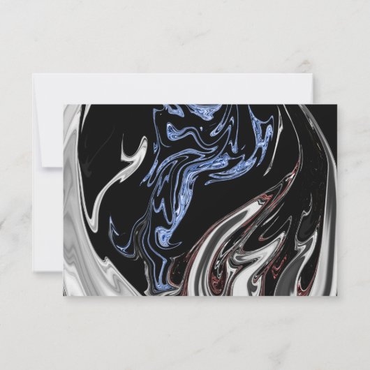 Cartons Réponse Élégant minimal noir blanc bleu Abstrait Mariage (Dos)