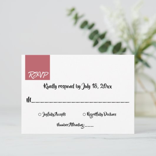 Cartons Réponse Élégant minimal rose Script chic Mariage moderne (Debout devant)